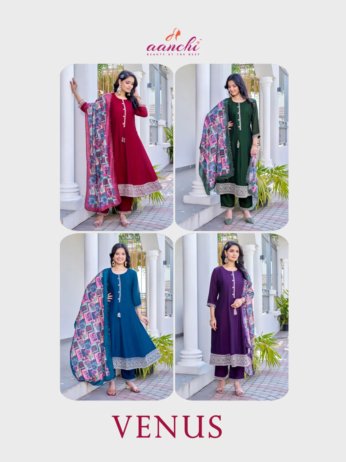 Venus By Aanchi Vichitra Silk Kurti With Bottom Dupatta Wholesale In India